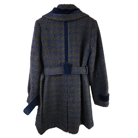 Laundry by Shelli Segal Wool Pea Coat Belted Women Size 8 Blue-Black - Picture 2 of 12